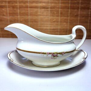 Johnson Bros Gold Trim Floral Gravy Boat – Vintage England China